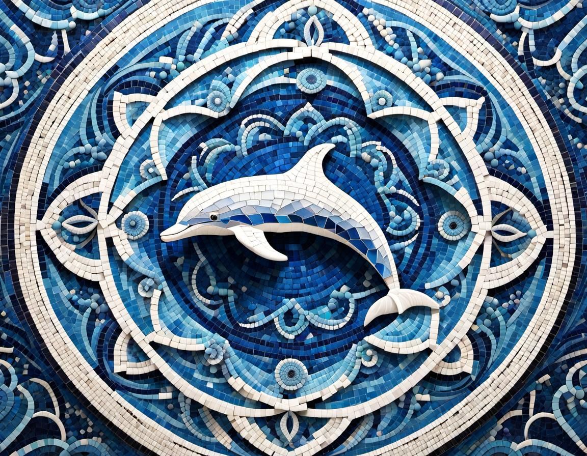 Mosaic dolphin mandala