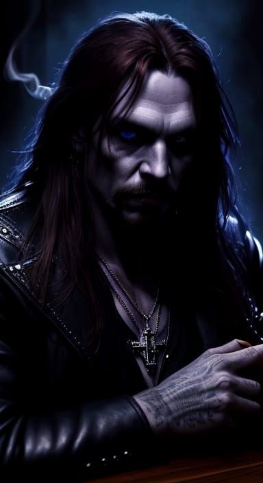 Gothic Portrait of Ginger Man Smoking Cigar