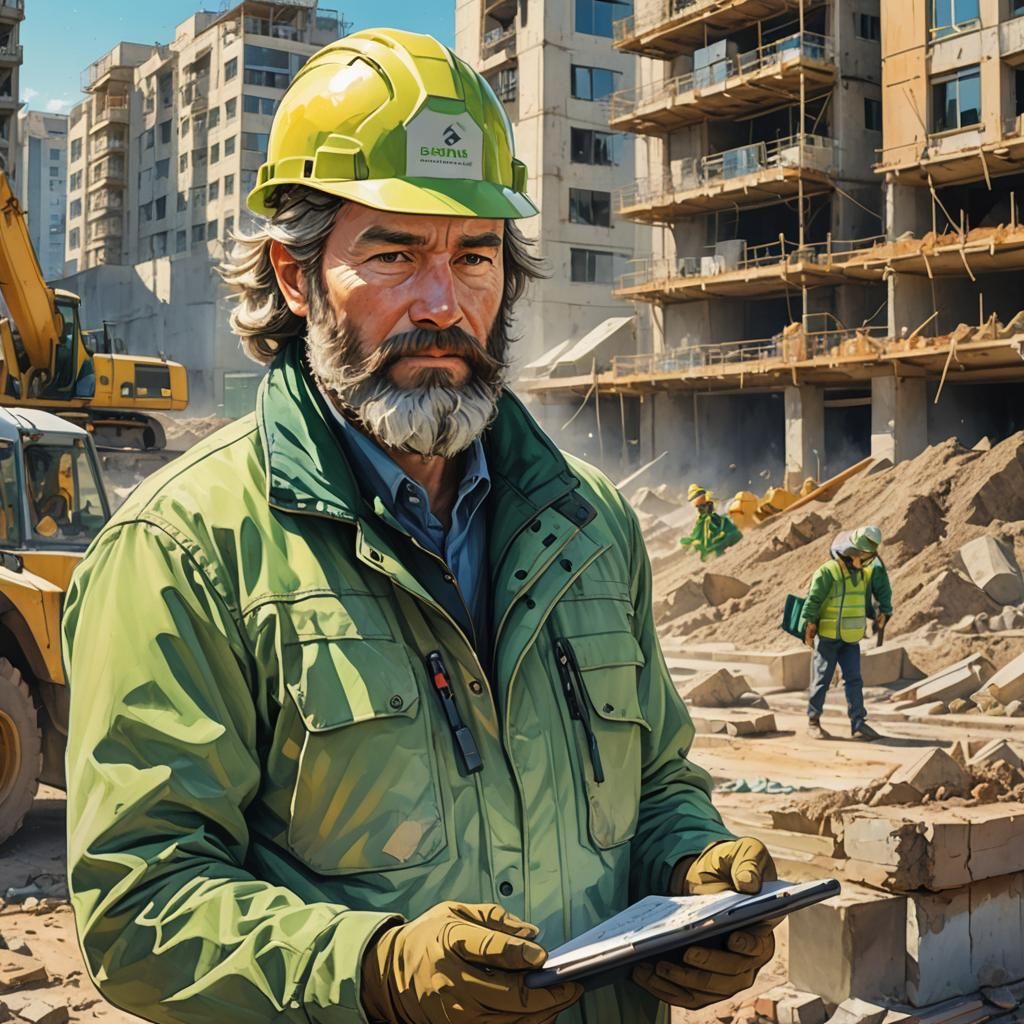 Anime Geologist at Urban Construction Site