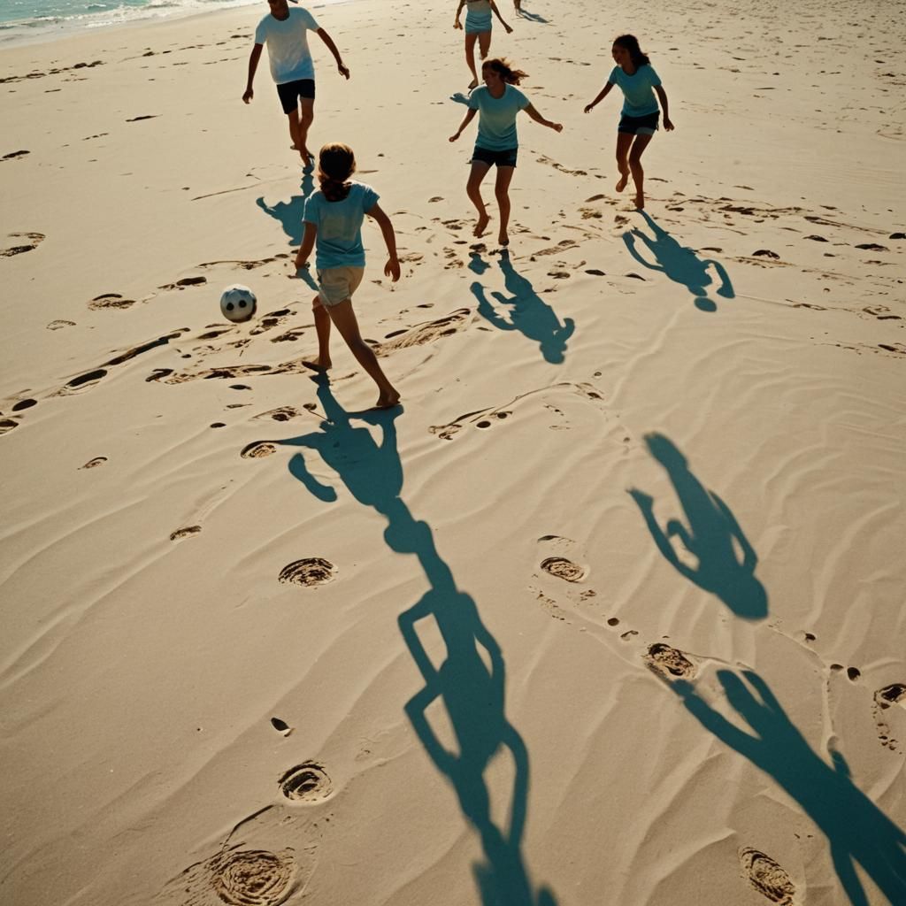 Beach Soccer in Golden Sunlight: A Cinematic Still