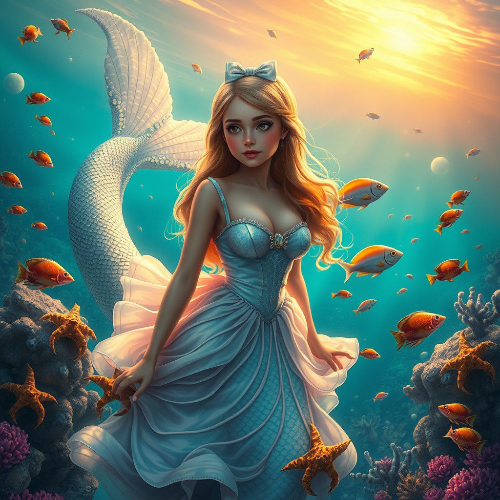 Alice as Mermaid in Underwater Dreamscape
