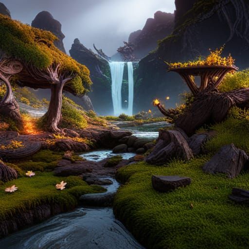 Fantastical Fairy in Autumnal Landscape