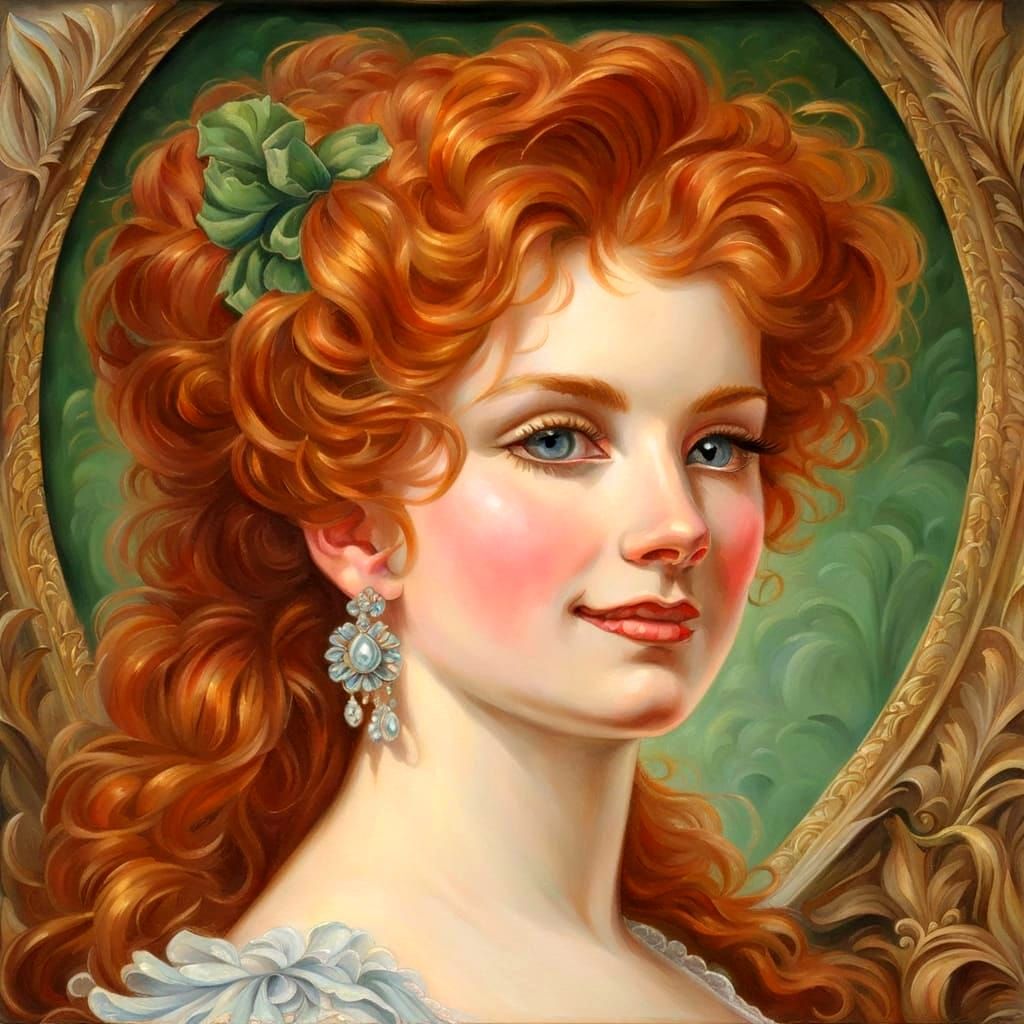 Rococo Portrait of a Redheaded Noblewoman