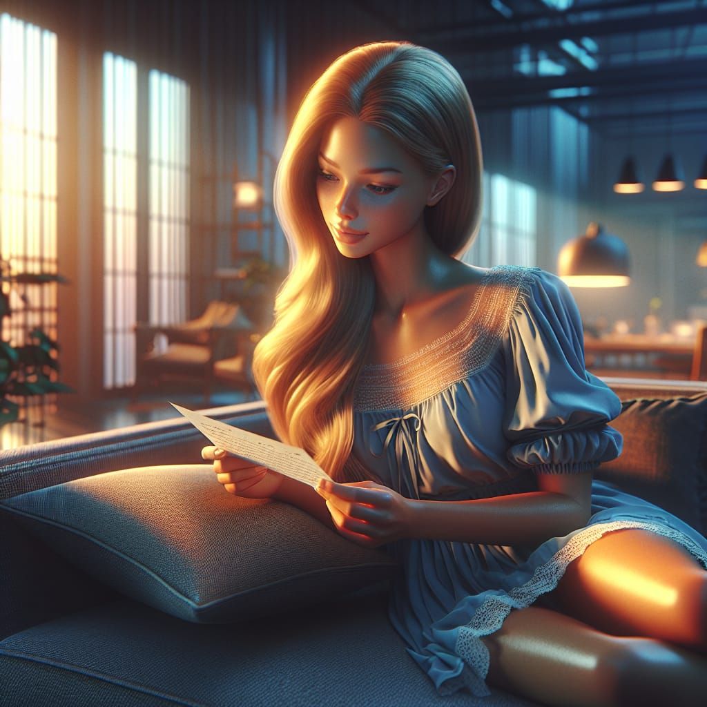 Girl Reading Letter in Comforting 19th Century Style