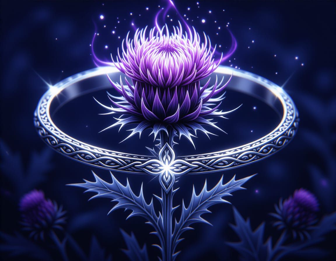 Thistle and silver bracelet as a magical sigil.