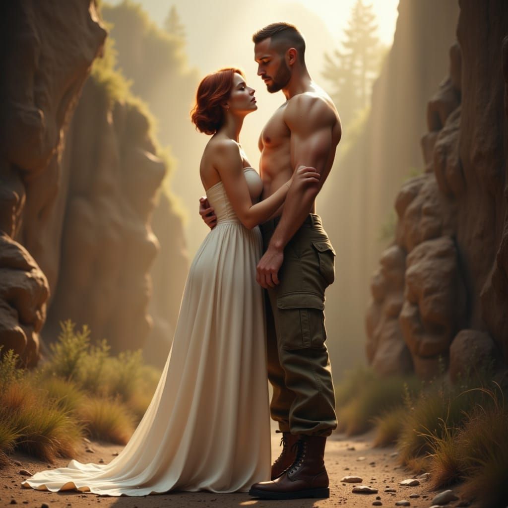 Romantic Reunion in Canyon Embrace