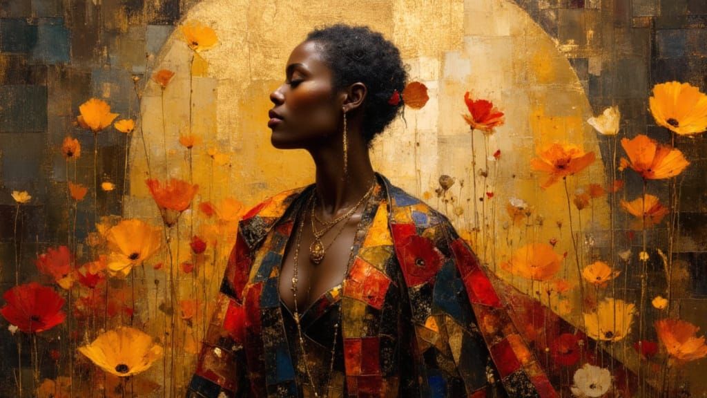 Majestic Afrocentric Woman in Bold Attire