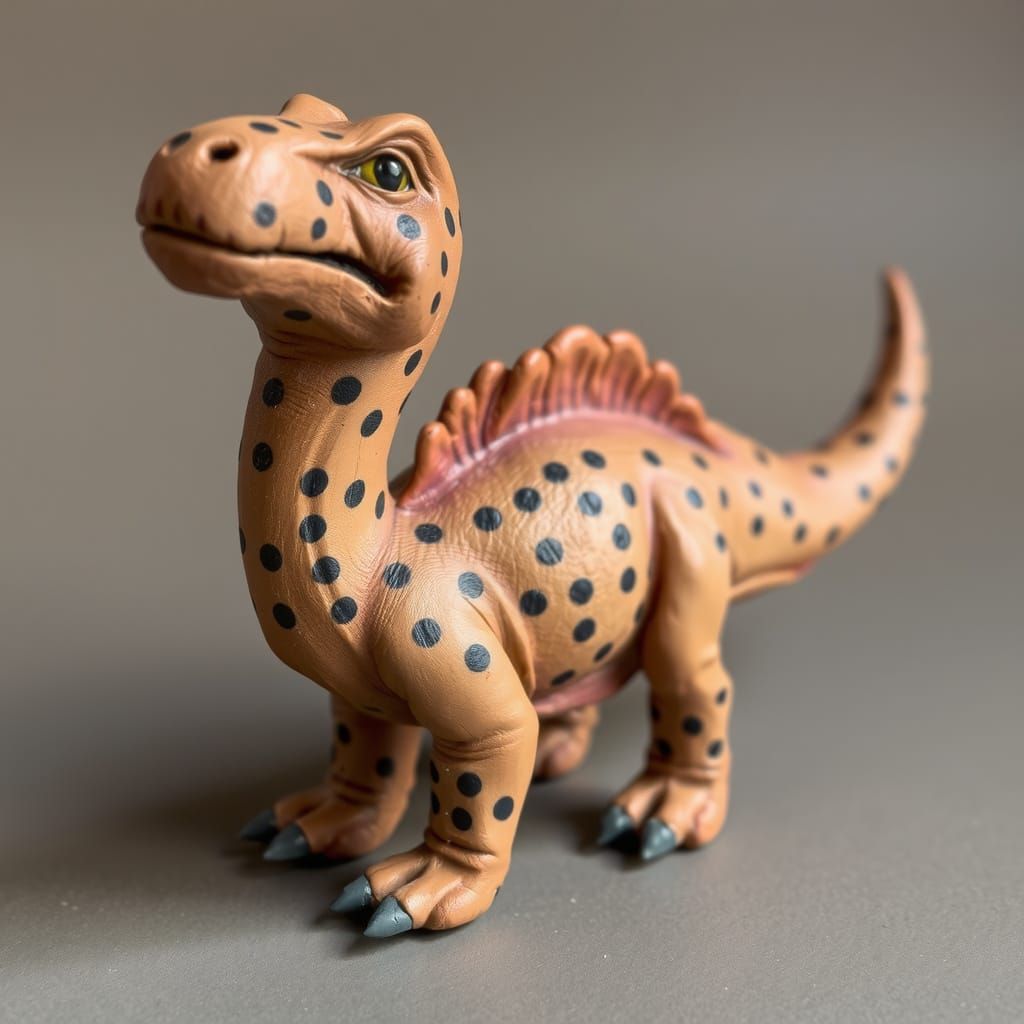 Earthy Clay Dinosaur Figurine with Folk Art Aesthetic