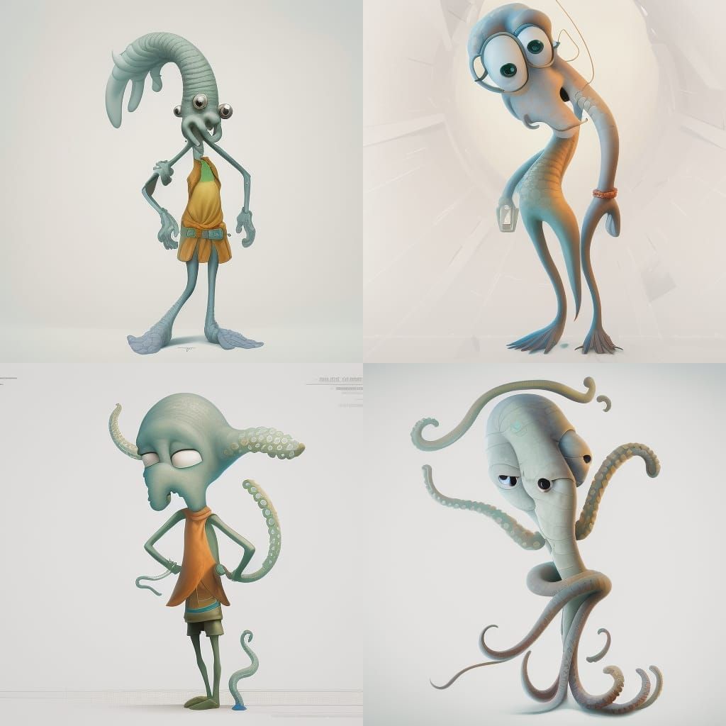 Detailed Matte Painting of Squidward Tentacles