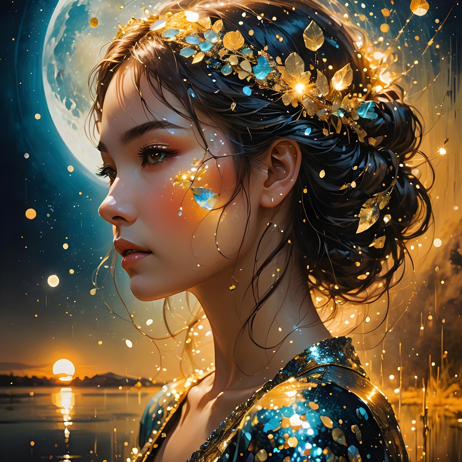 Woman in Bioluminescent Dreamscape, Ultra Realistic