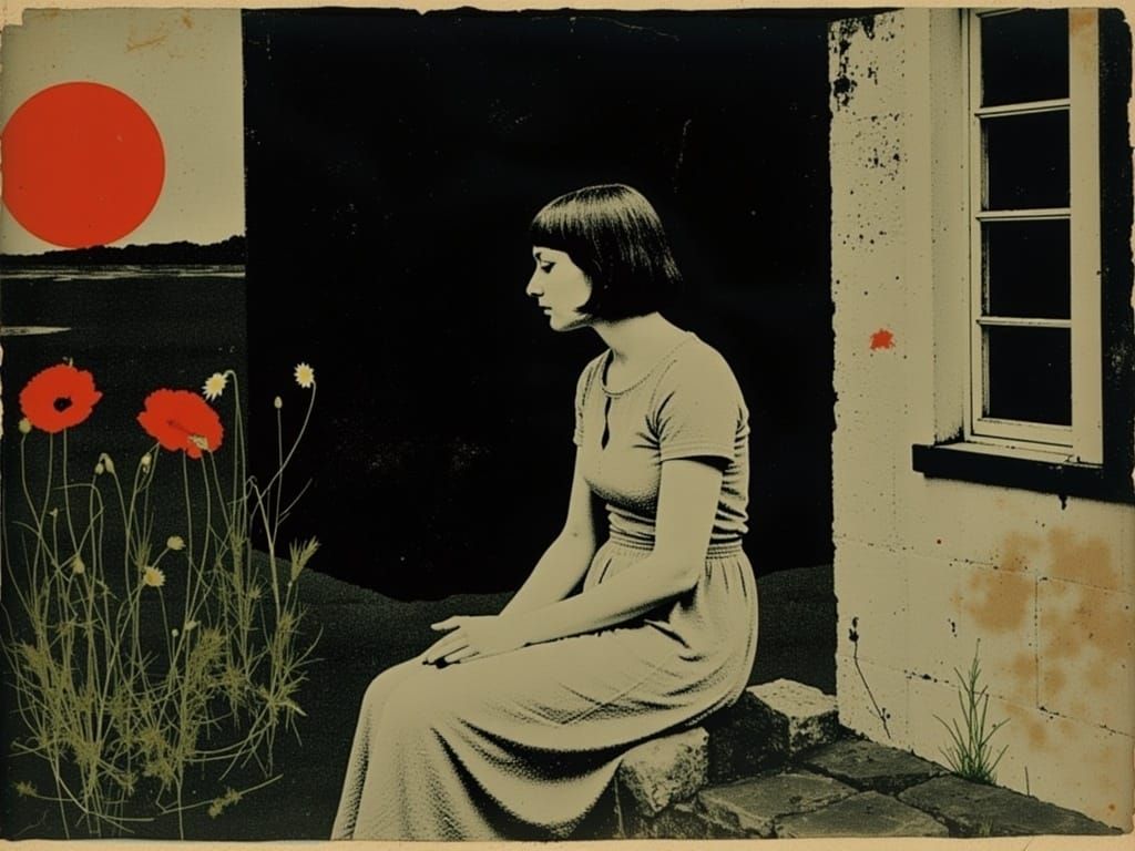 A Lonely Figure Amidst Dusk Bloom, in a Realistic Style