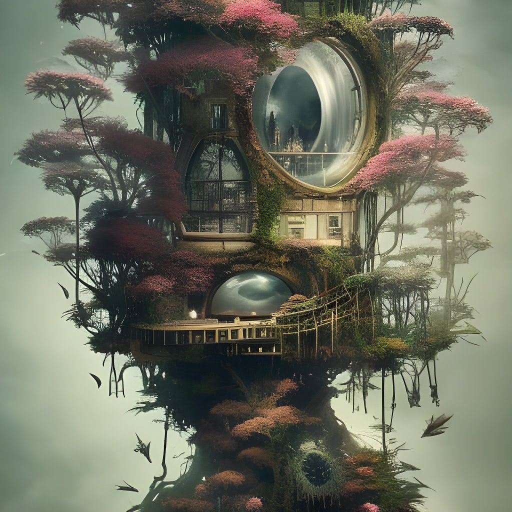 Clockpunk Crystal Bonsai Village: A Digital Masterpiece
