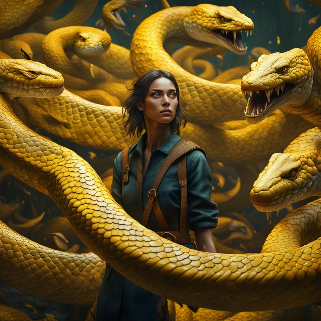 Woman in Snake Pit Fantasy Concept Art