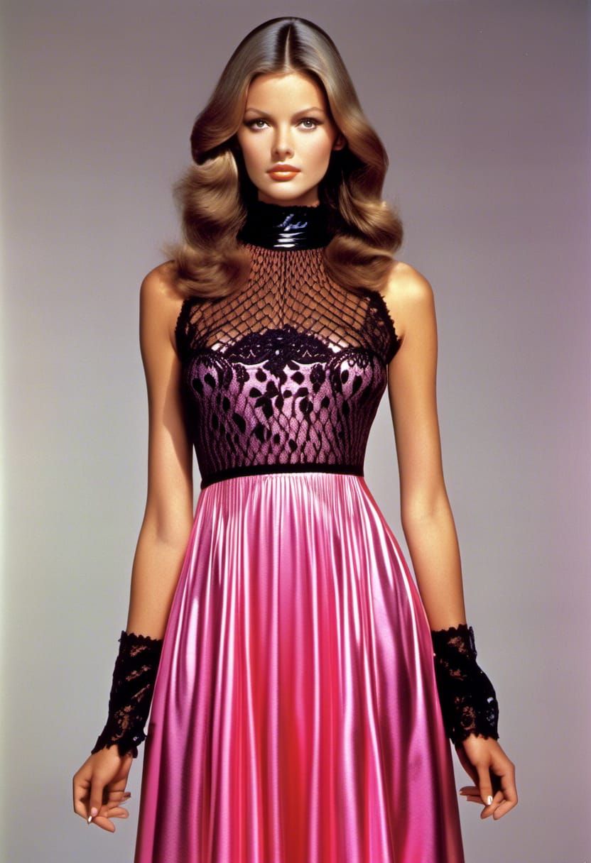 Young Woman in Shiny Metallic Dress Photograph