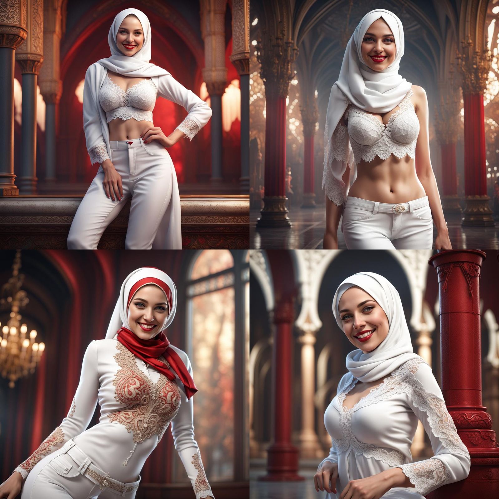 Young Woman in Hijab Smiling, Digital Art