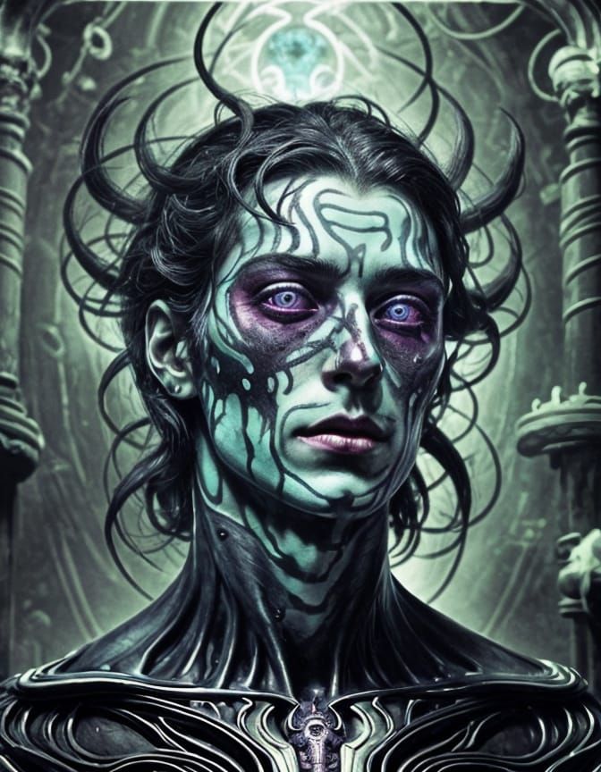 Mystical Floating Head in Surrealist Fantasy Art