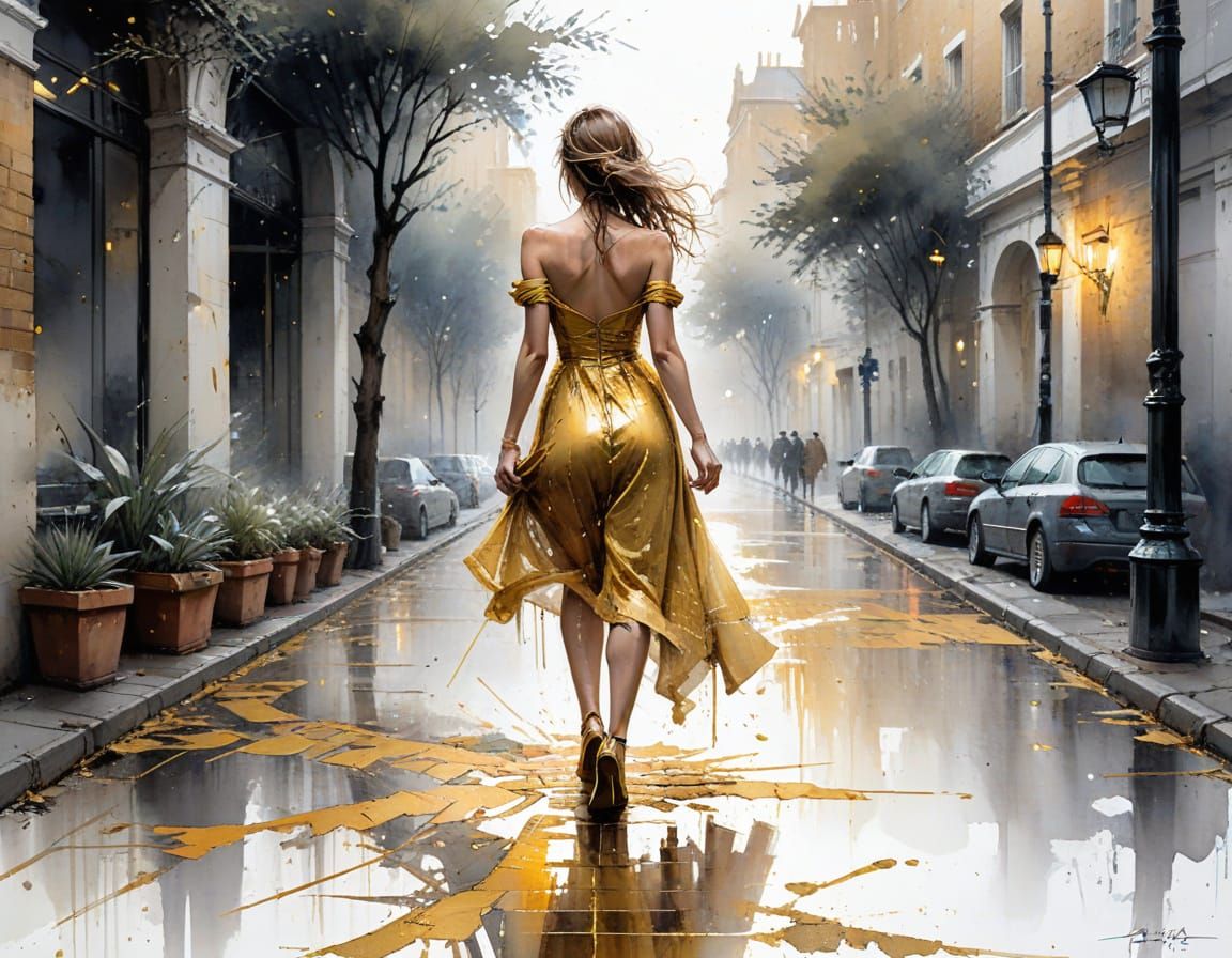 Golden Road Disappears: Stylized Fine-tuned Watercolor