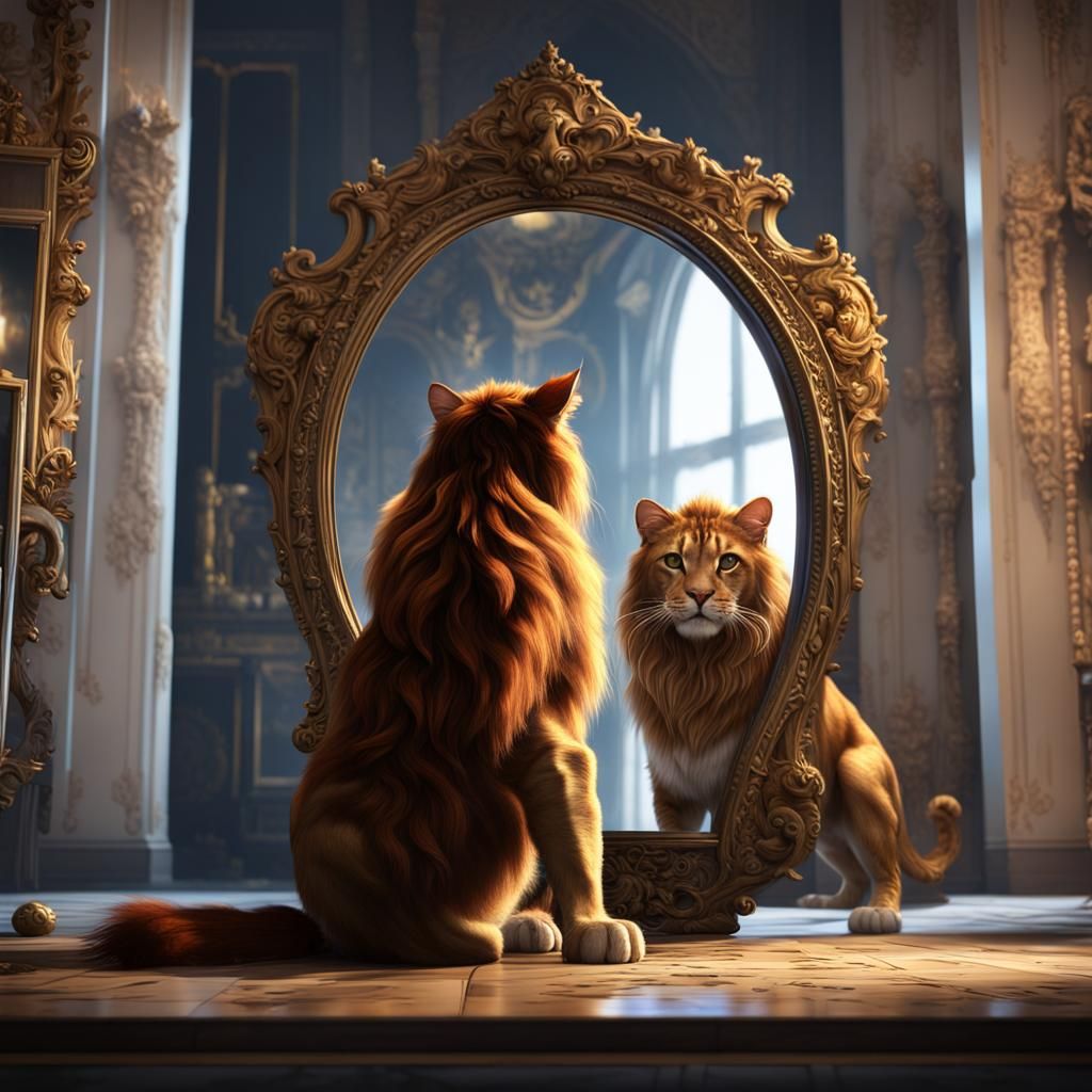 Cat's Mirrored Transformation into a Lion