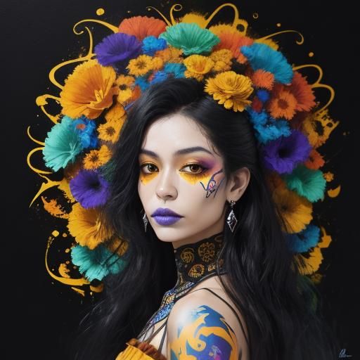 Vibrant Day of the Dead Abstract Expressionism