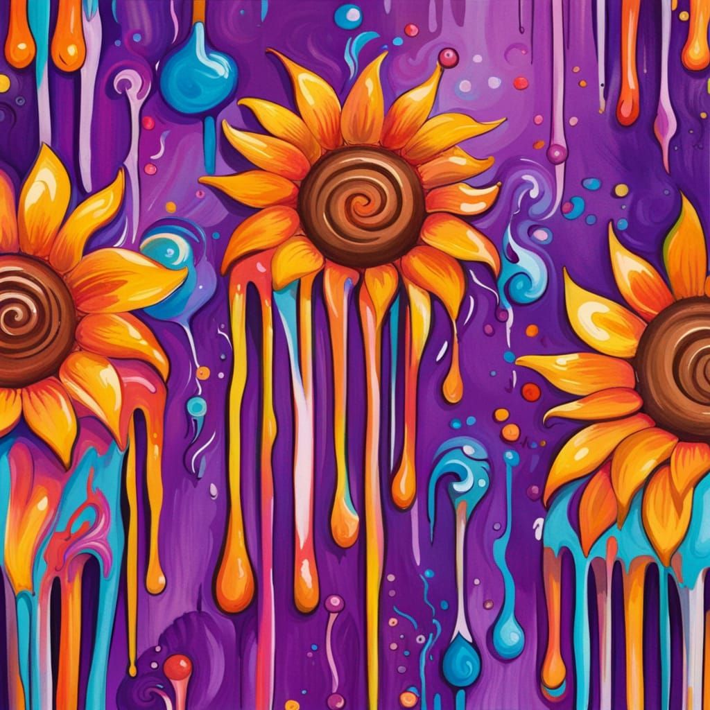 Dripping Sunflowers Purple