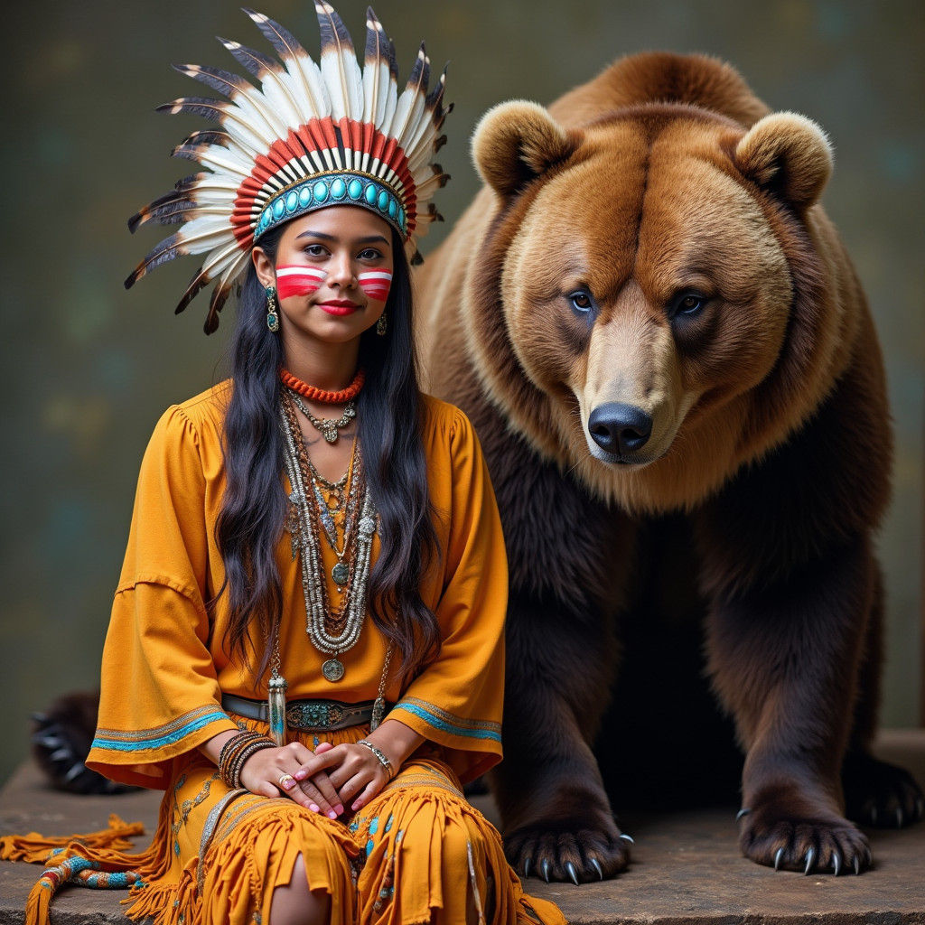 Cherokee Maiden with Bear