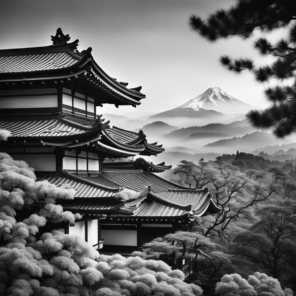 Japanese Landscape in Black and White Photography