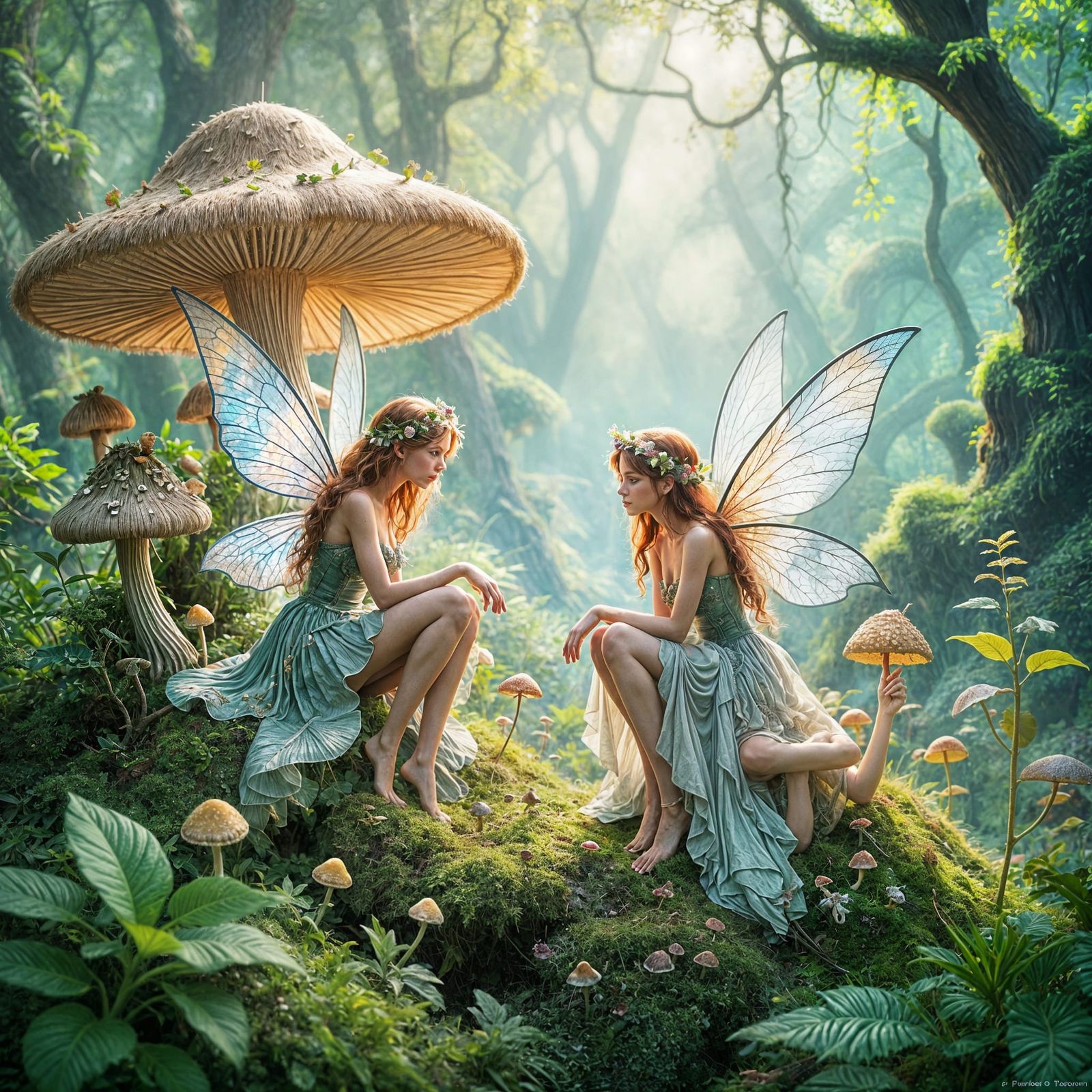 Enchanting Fairies in a Magical Mushroom Kingdom