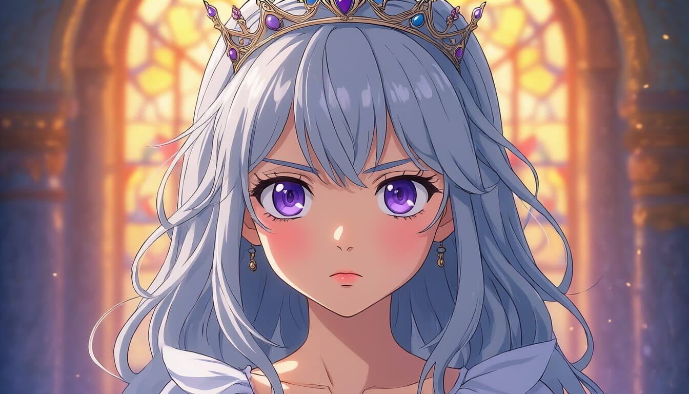 Anime Portrait: Young Princess with Silver Hair