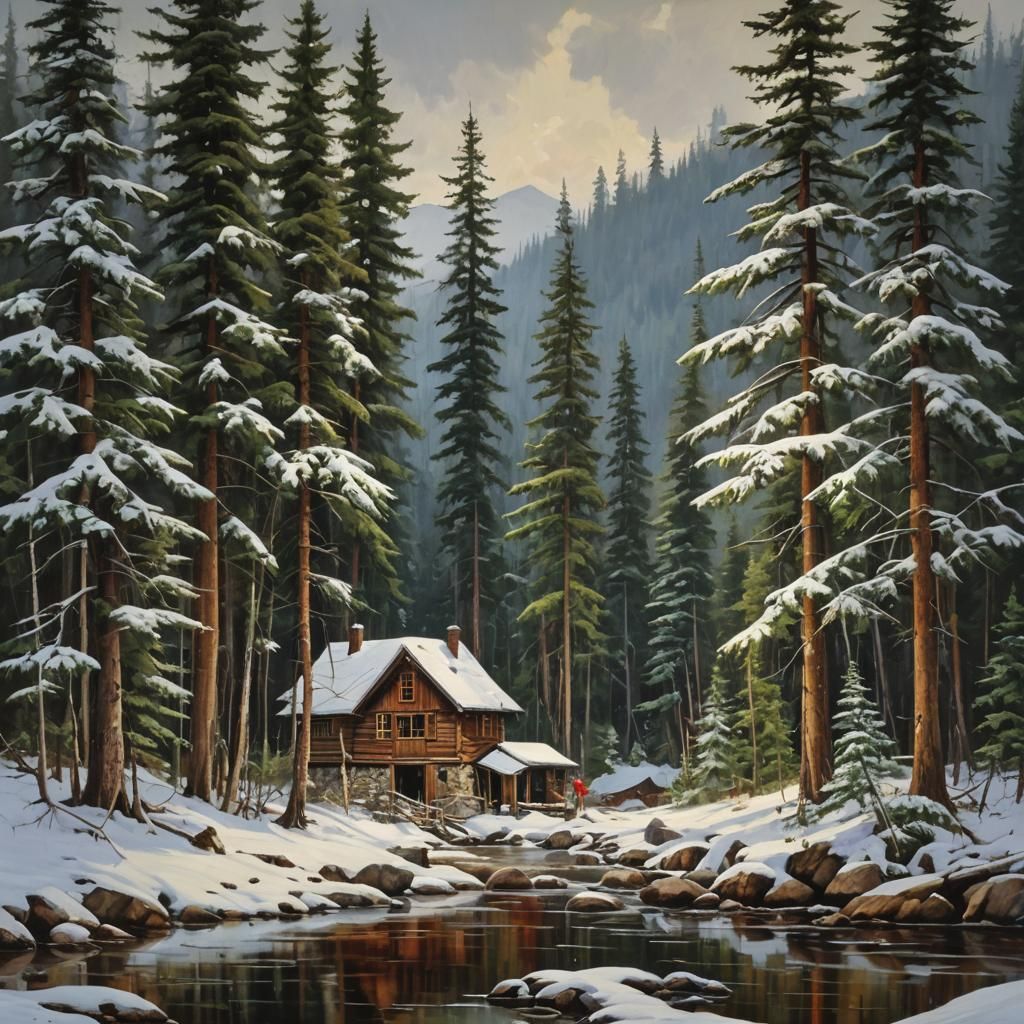 Canadian Landscape in Oil Painting Style