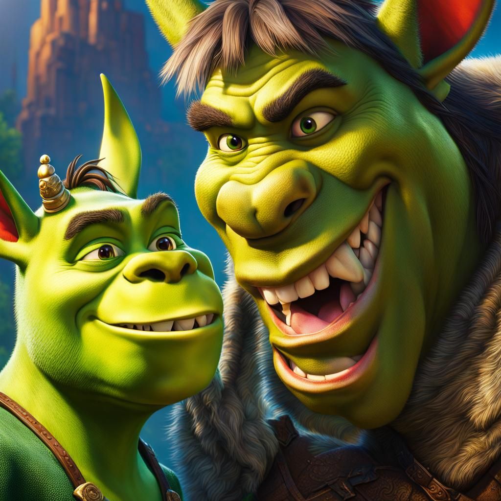 Shrek's Donkey and Dragon Friendship: Hyperrealistic Art