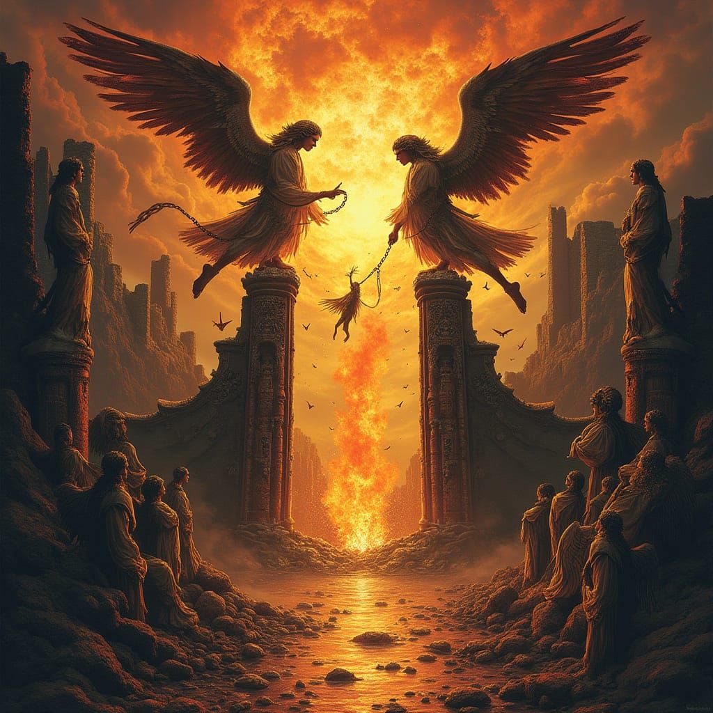 Apocalyptic Angels Fall in Abstract Fractal Art