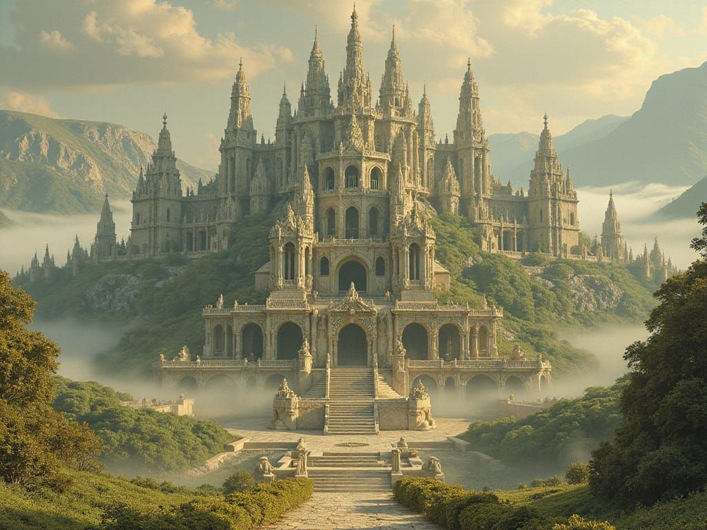 Epic Fantasy Temple Complex in Majestic Proportions