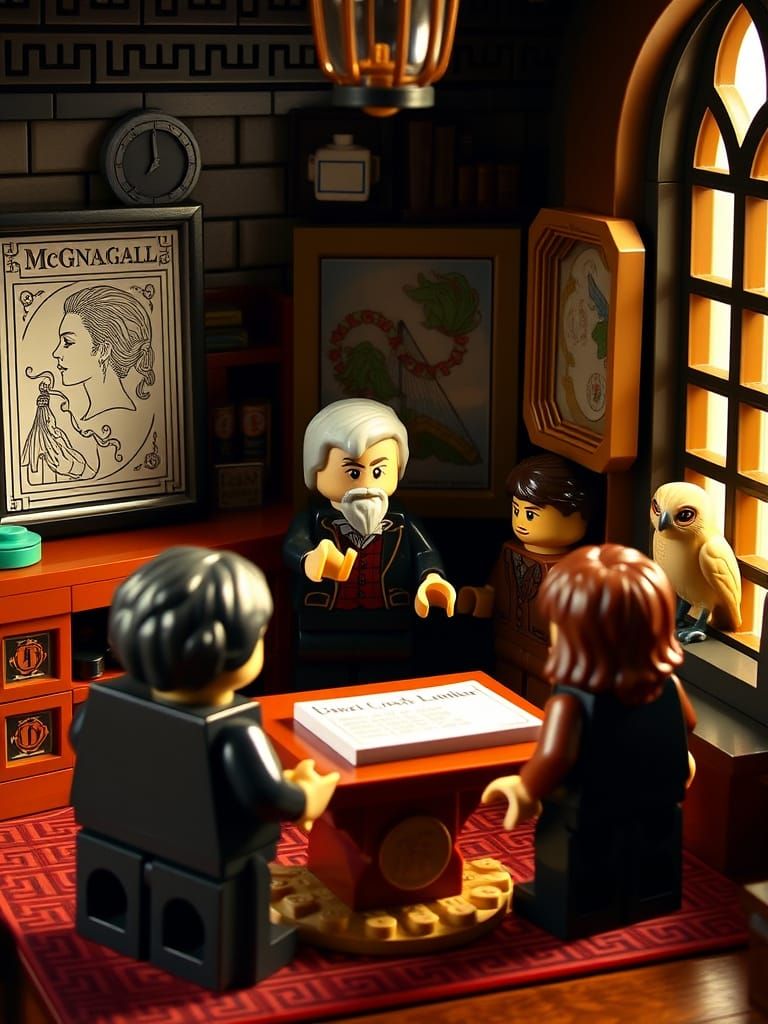 LEGO McGonagall in Her Hogwarts Office, Pointing to Magical ...