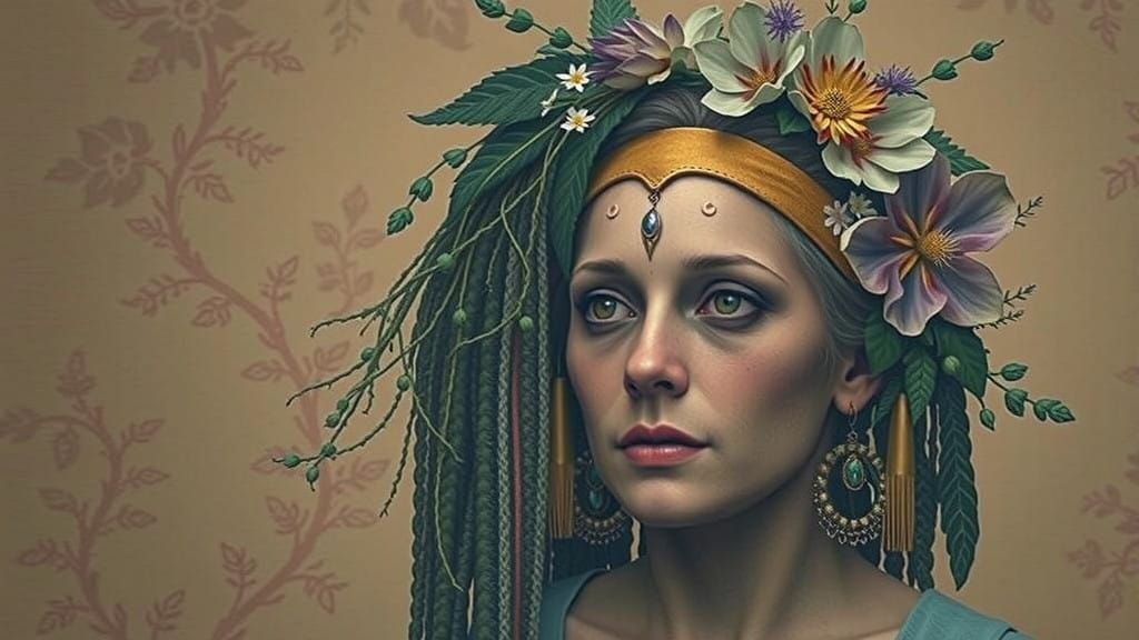 Ethereal Elder Herbalist in Muted Hues