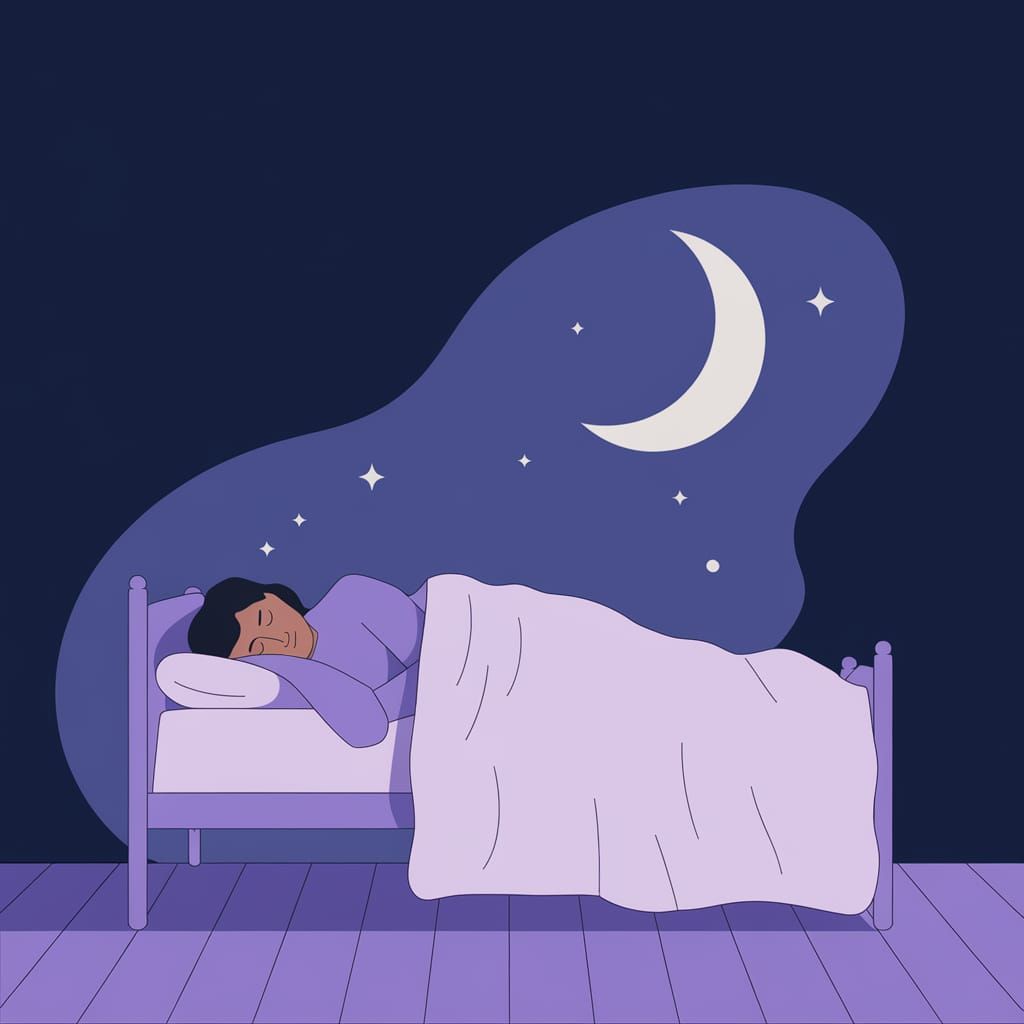 Minimalist Night Scene: Person Sleeping Under Stars