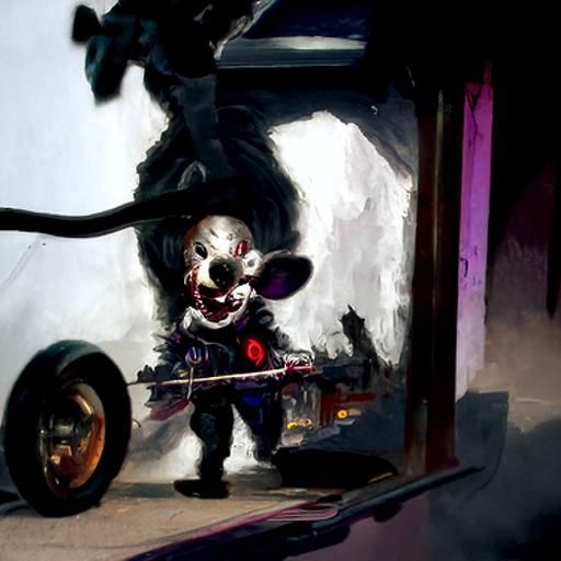 Sinister Animatronic Mouse for Hire: Greg Rutkowski Style