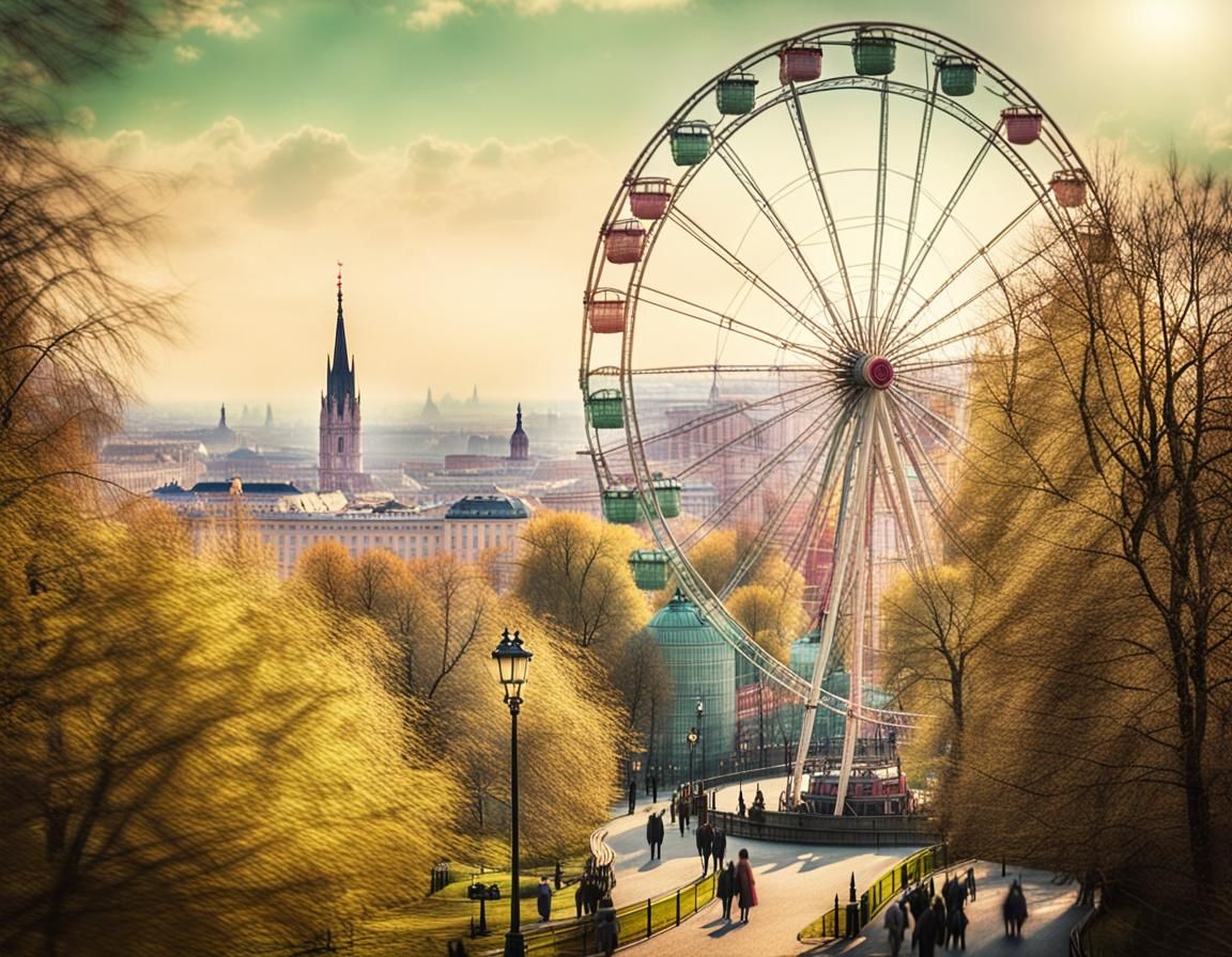 Vienna Prater Park in Edwardian Hand-Tinted Style