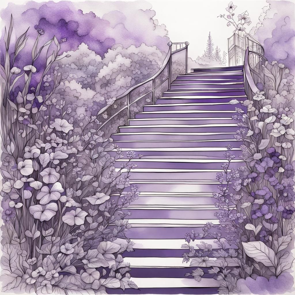 Iridescent Glass Staircase to Heaven: Purple Botanical Garde...