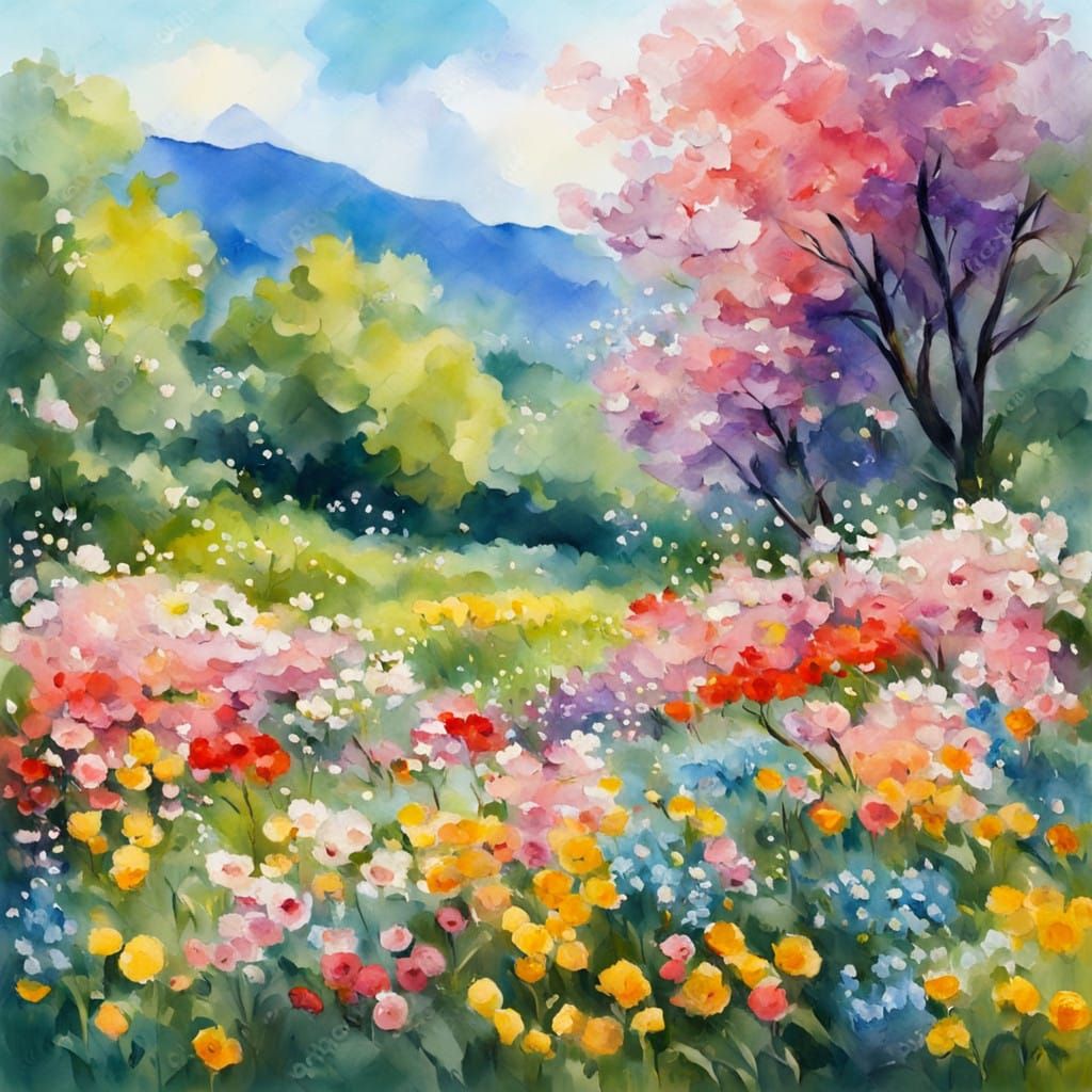 Impressive Springtime Masterpiece in Gouache Style
