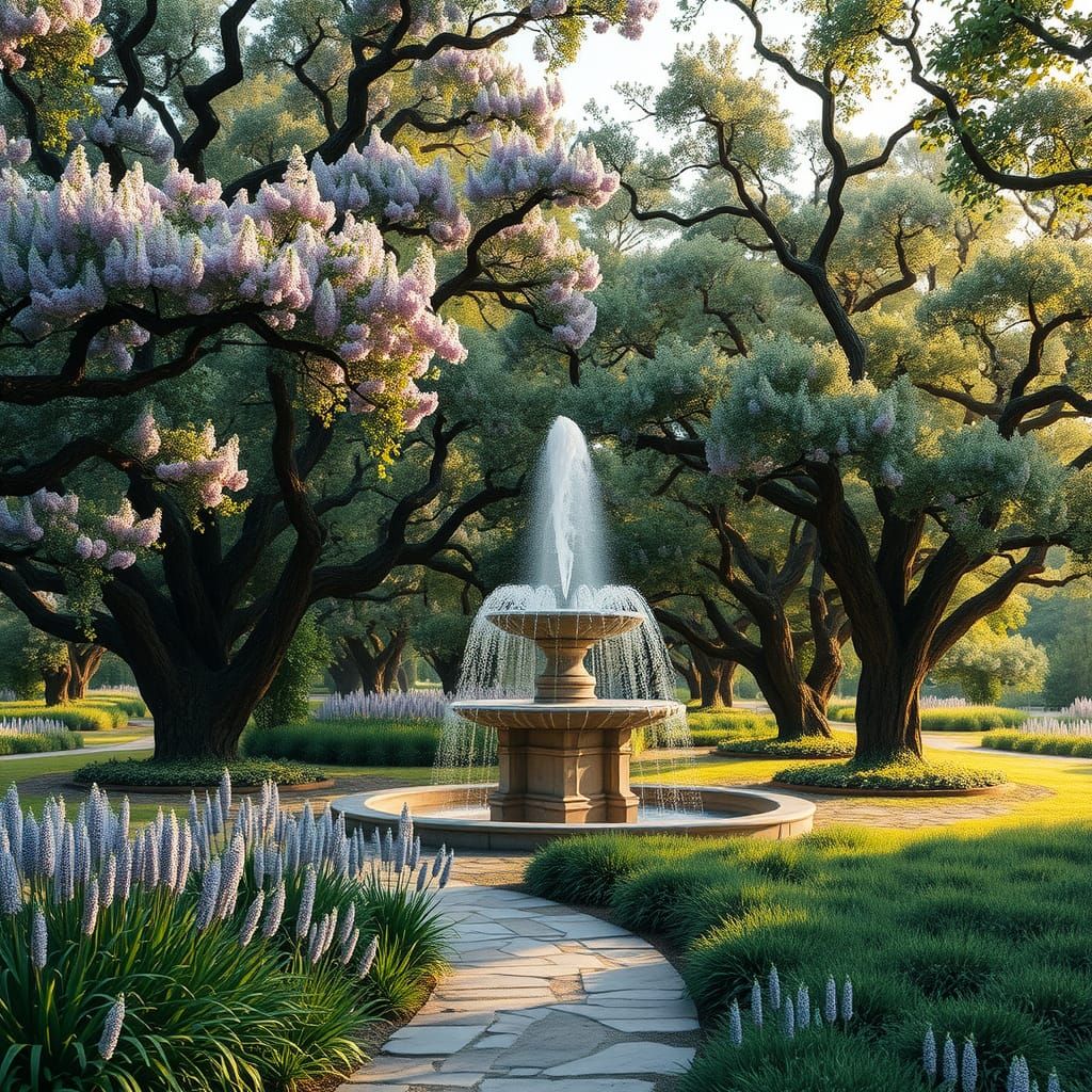 Ethereal Garden Scene in Claude Lorraine Style