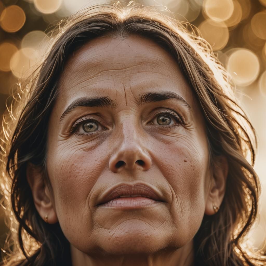 Serene Woman Gazing Skyward: Spiritual Portrait