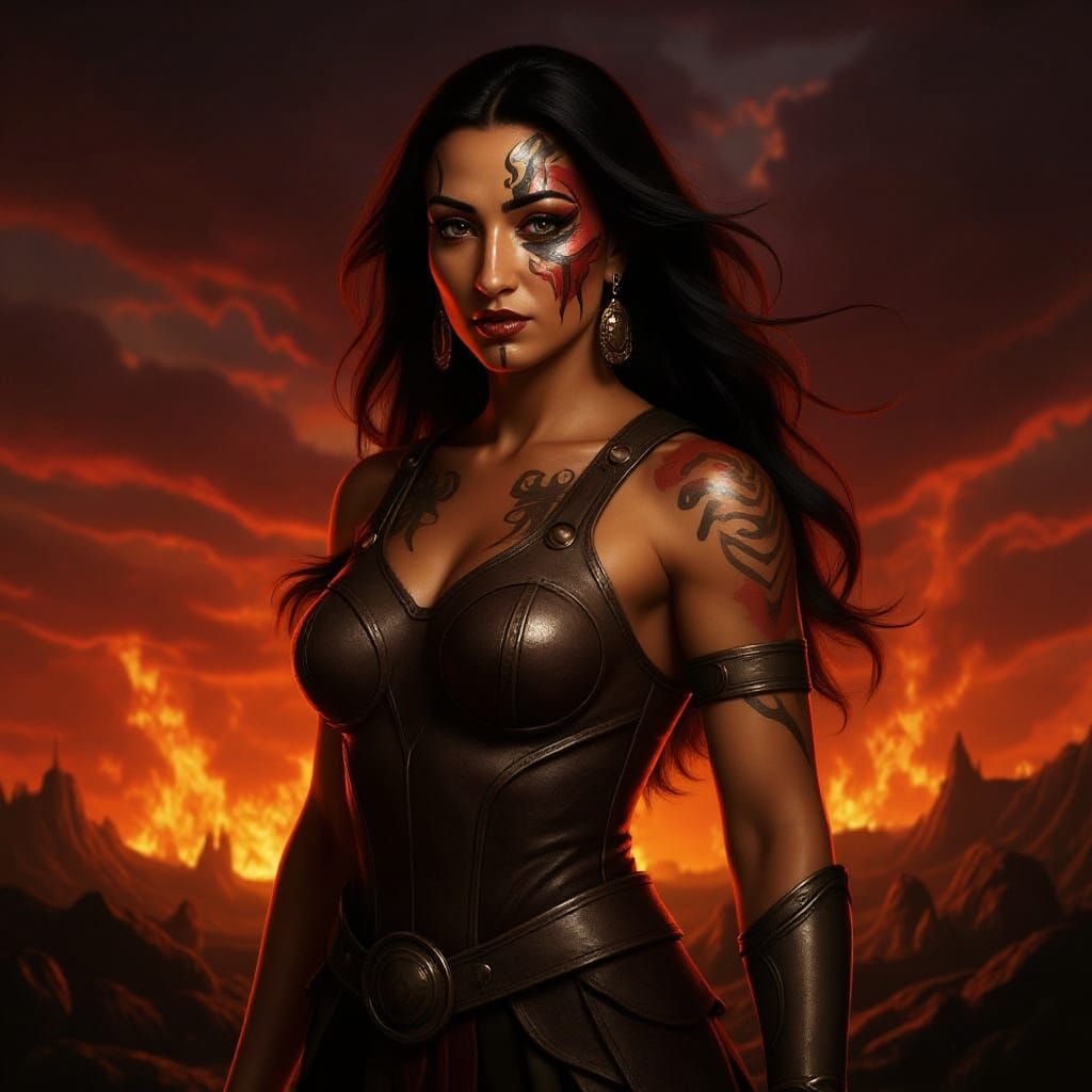 Valkyrie Warrior Portrait in Hyperrealistic Dark Fantasy Sty...