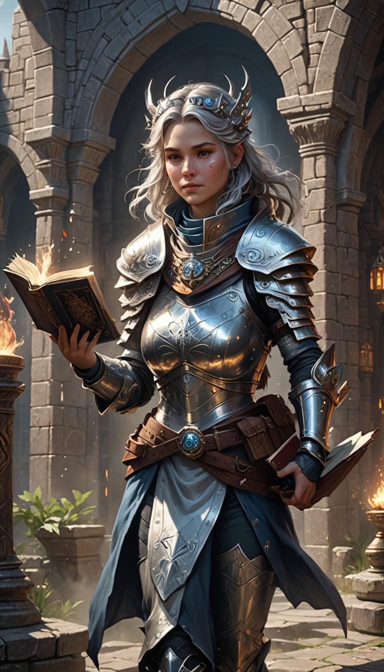 Fantasy Cleric with Magic Book, Digital Art