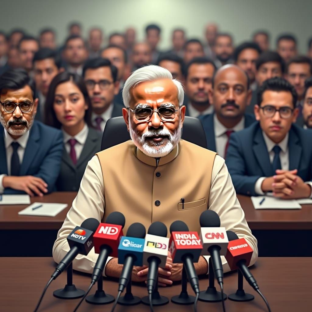 Narendra Modi at Tense Press Conference, Anime Art