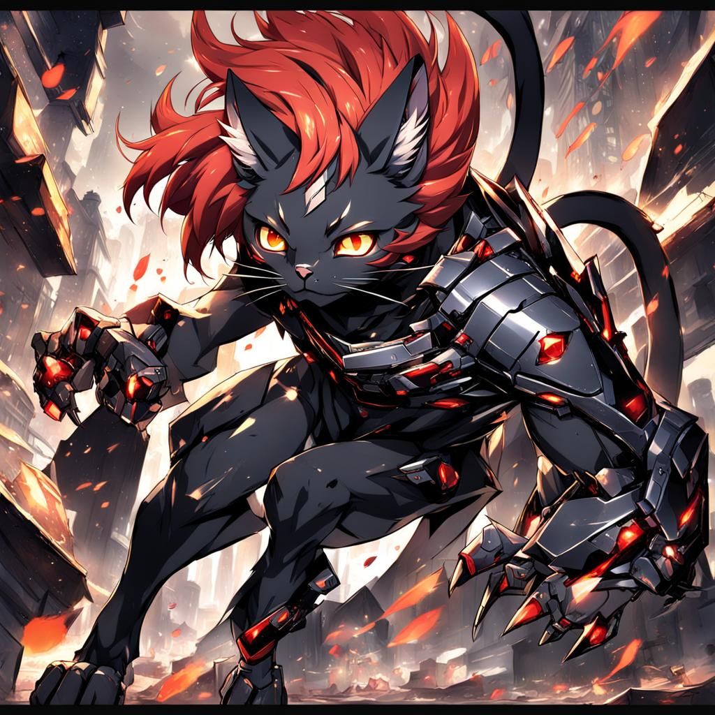 Anime Style Feline Humanoid Character Design