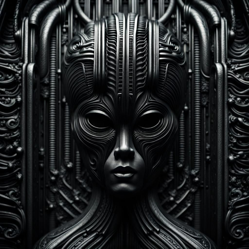 Dark Abstract Biomechanical Scene in Giger Style