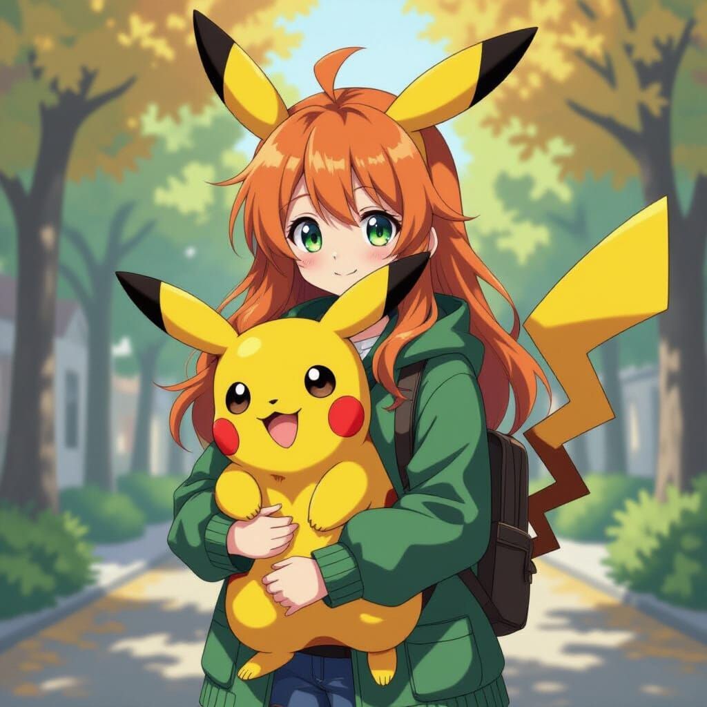 Anime Pikachu Girl Digital Portrait