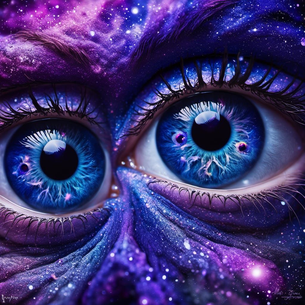 Galactic Eyes: Surreal Macro Shot of Universe Within
