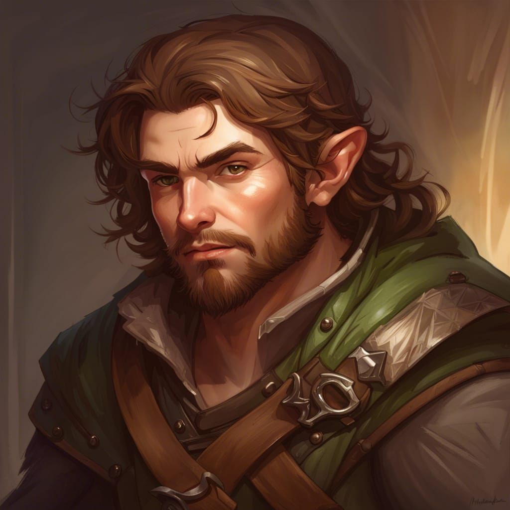 Halfling Rogue Portrait in Detailed Fantasy Art Style