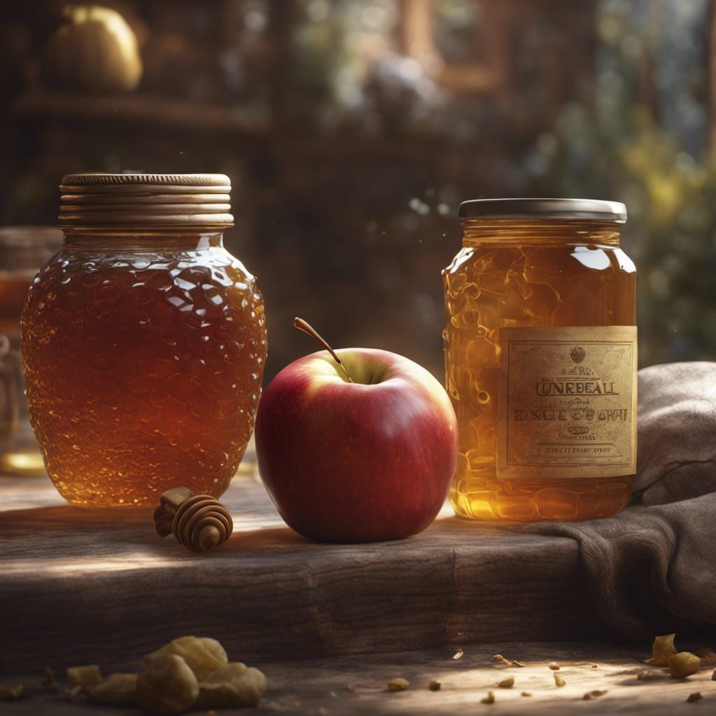 Apple and Honey Still Life in Detailed Matte Painting